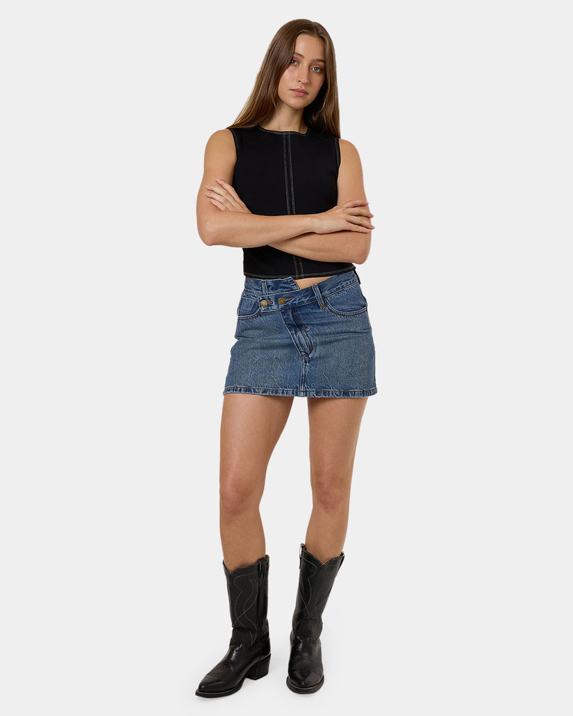 Womens Kai Wrap Denim Skirt