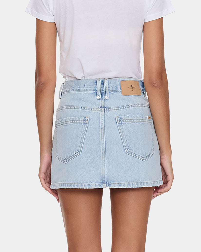 Womens Kai Wrap Mid Rise Mini Denim Skirt