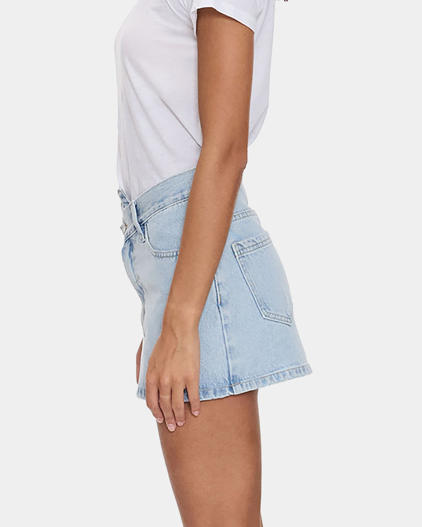 Womens Kai Wrap Mid Rise Mini Denim Skirt