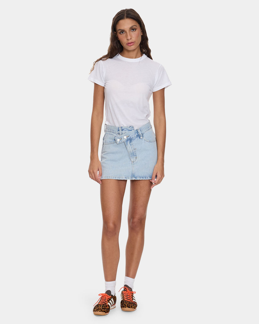 Womens Kai Wrap Mid Rise Mini Denim Skirt