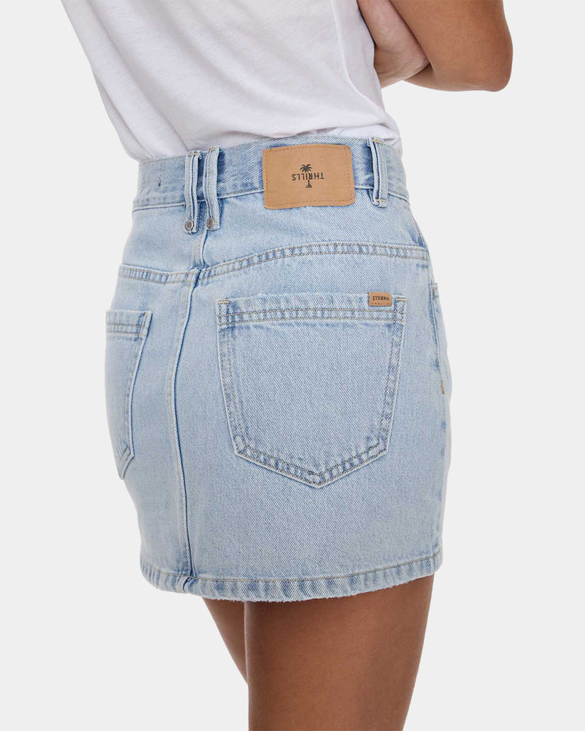 Womens Kai Wrap Mid Rise Mini Denim Skirt