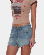 Womens Lola Low Rise Baggy Denim Shorts