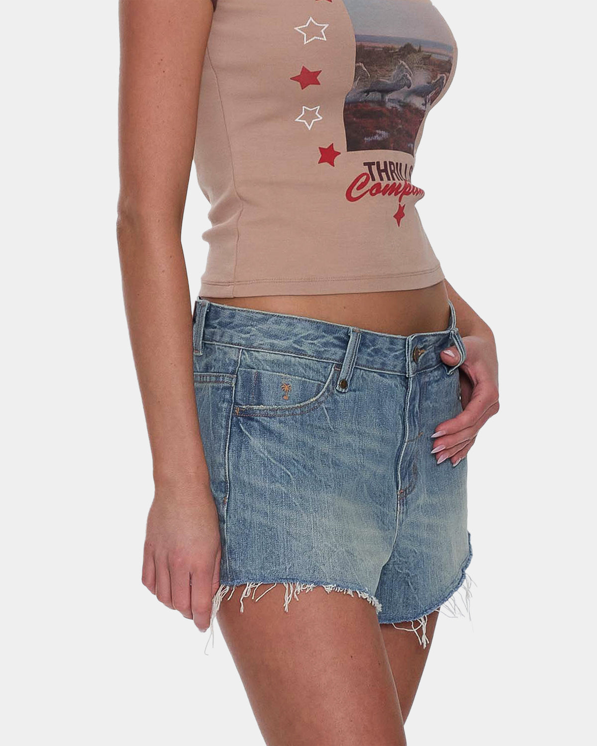 Womens Lola Low Rise Baggy Denim Shorts