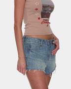Womens Lola Low Rise Baggy Denim Shorts