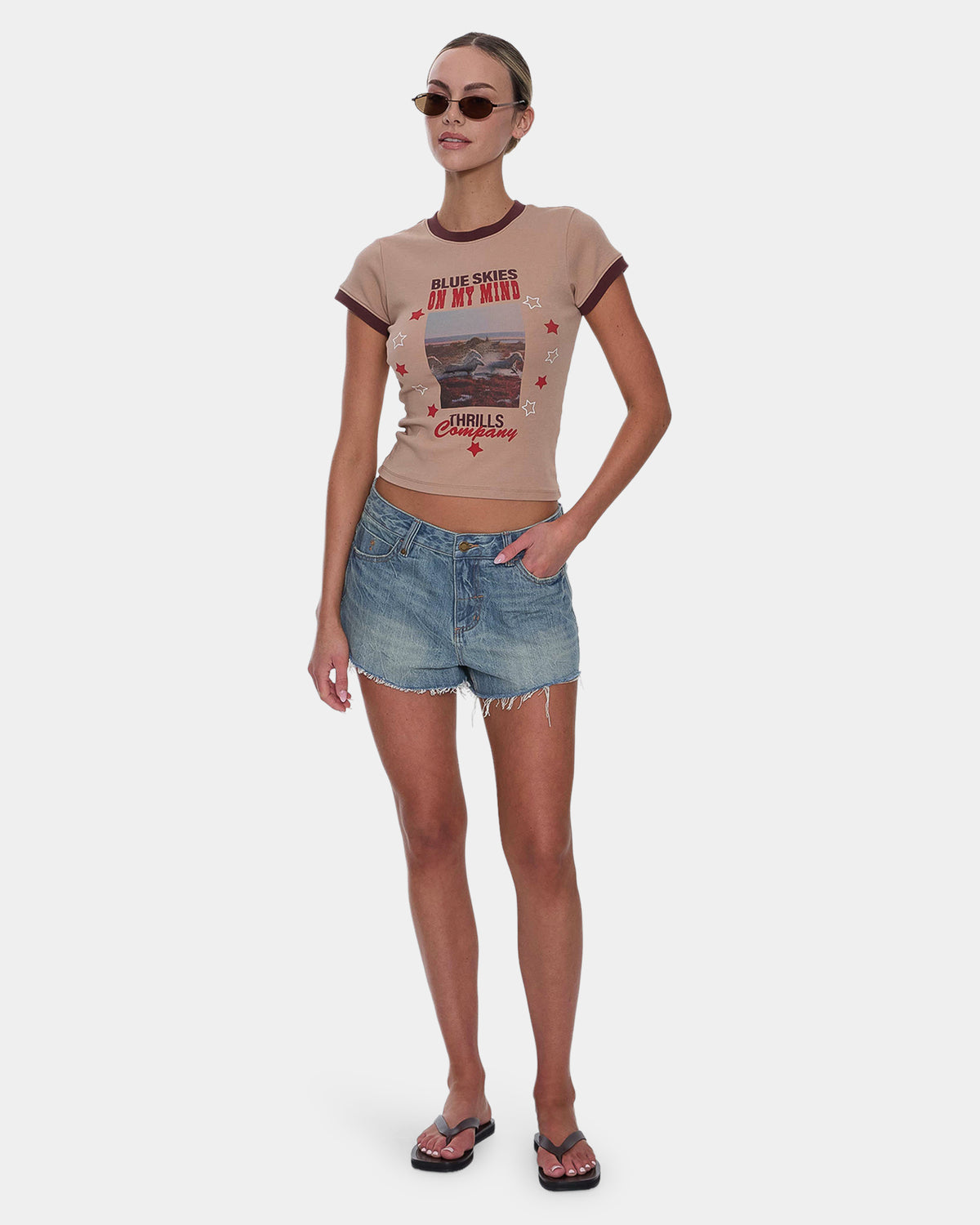Womens Lola Low Rise Baggy Denim Shorts
