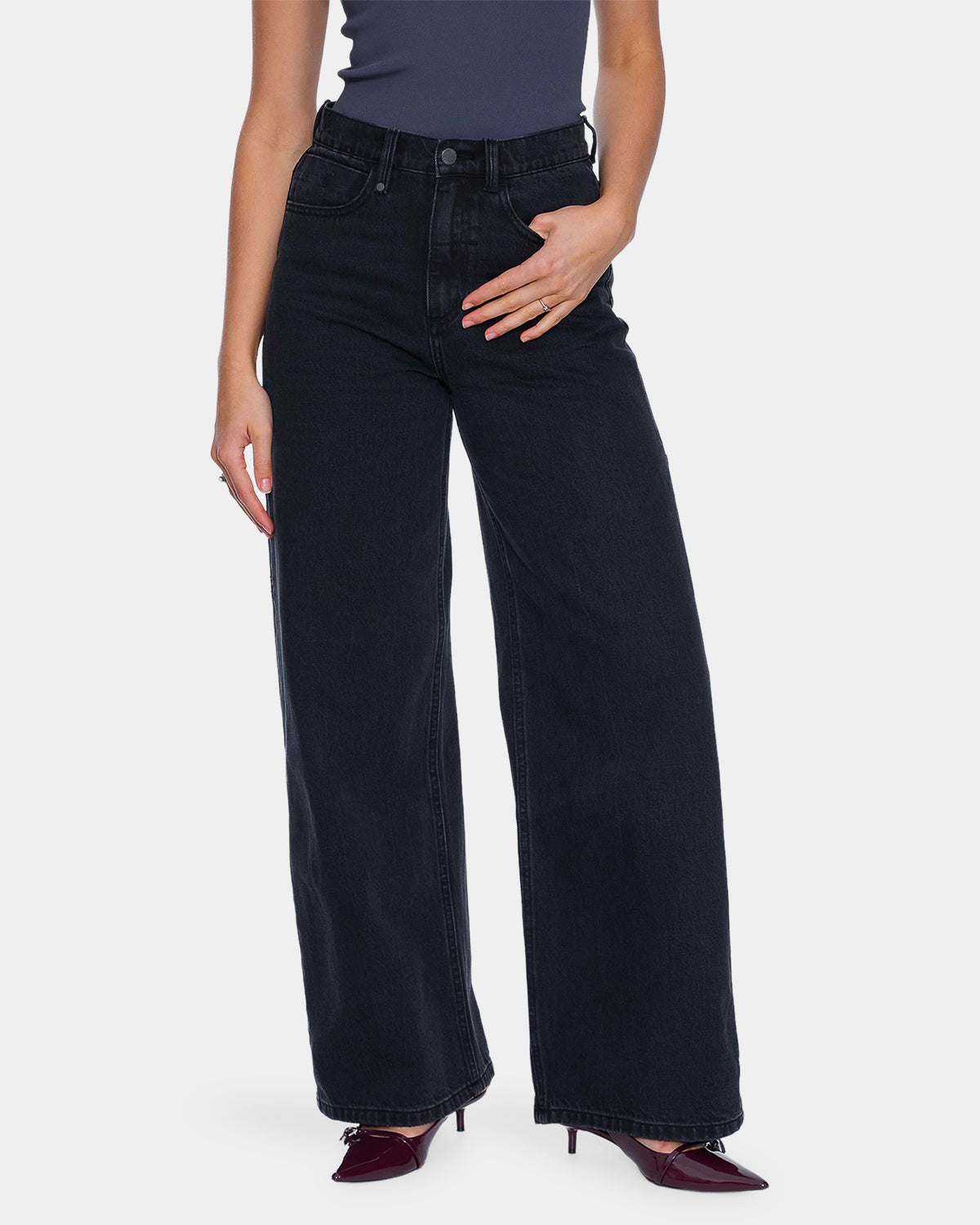 Womens Hunter High Rise Wide Denim Jeans