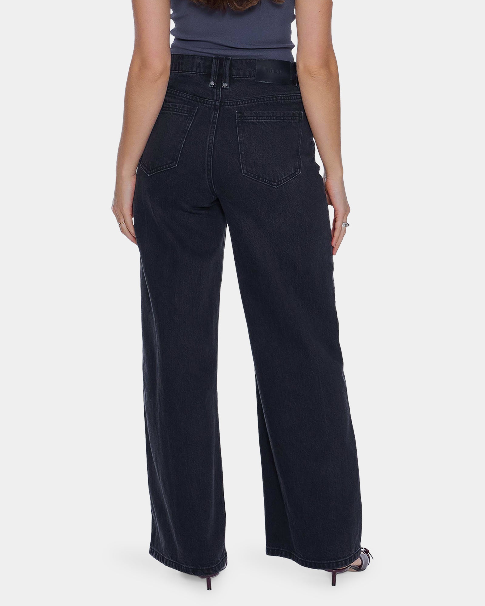 Womens Hunter High Rise Wide Denim Jeans