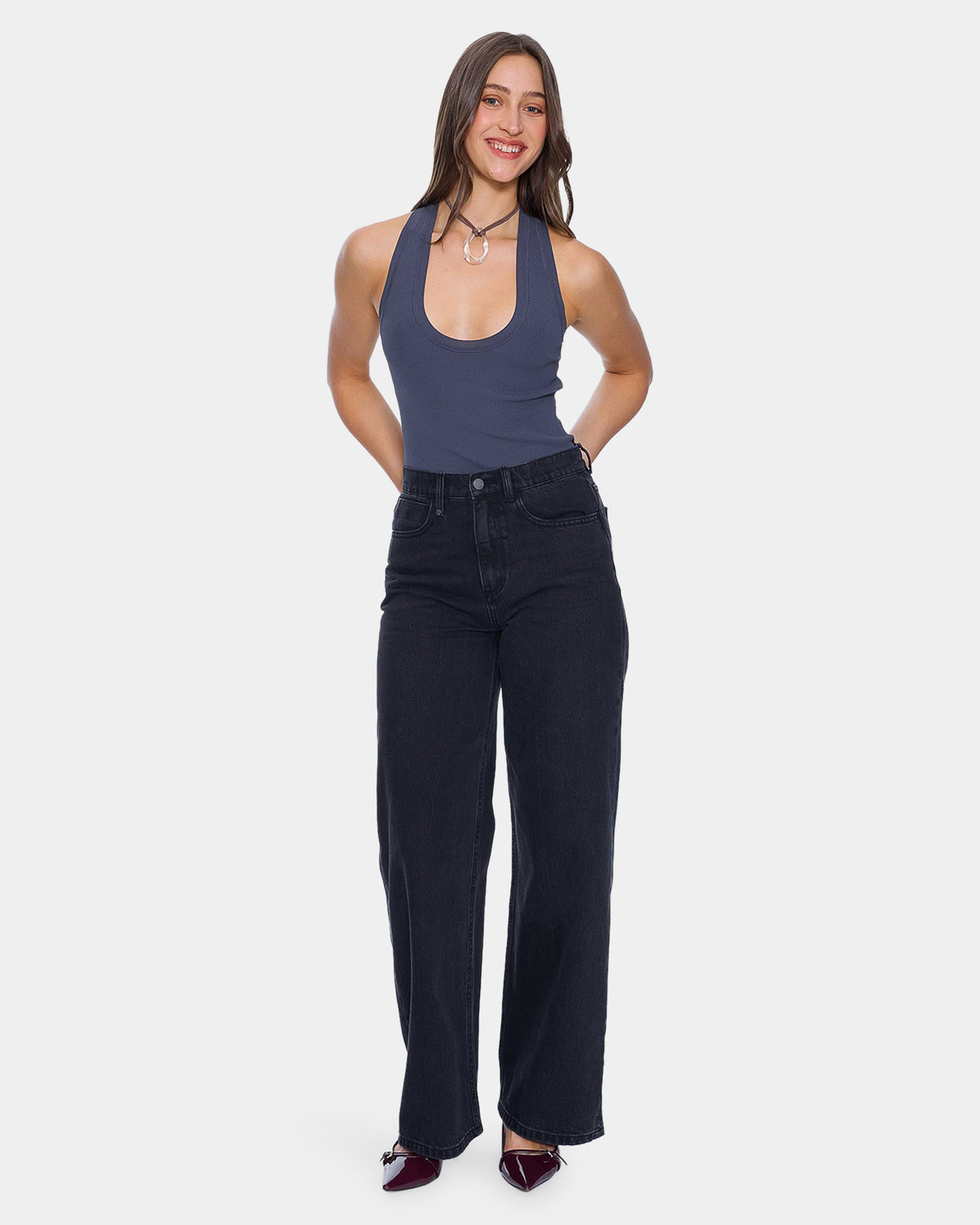 Womens Hunter High Rise Wide Denim Jeans