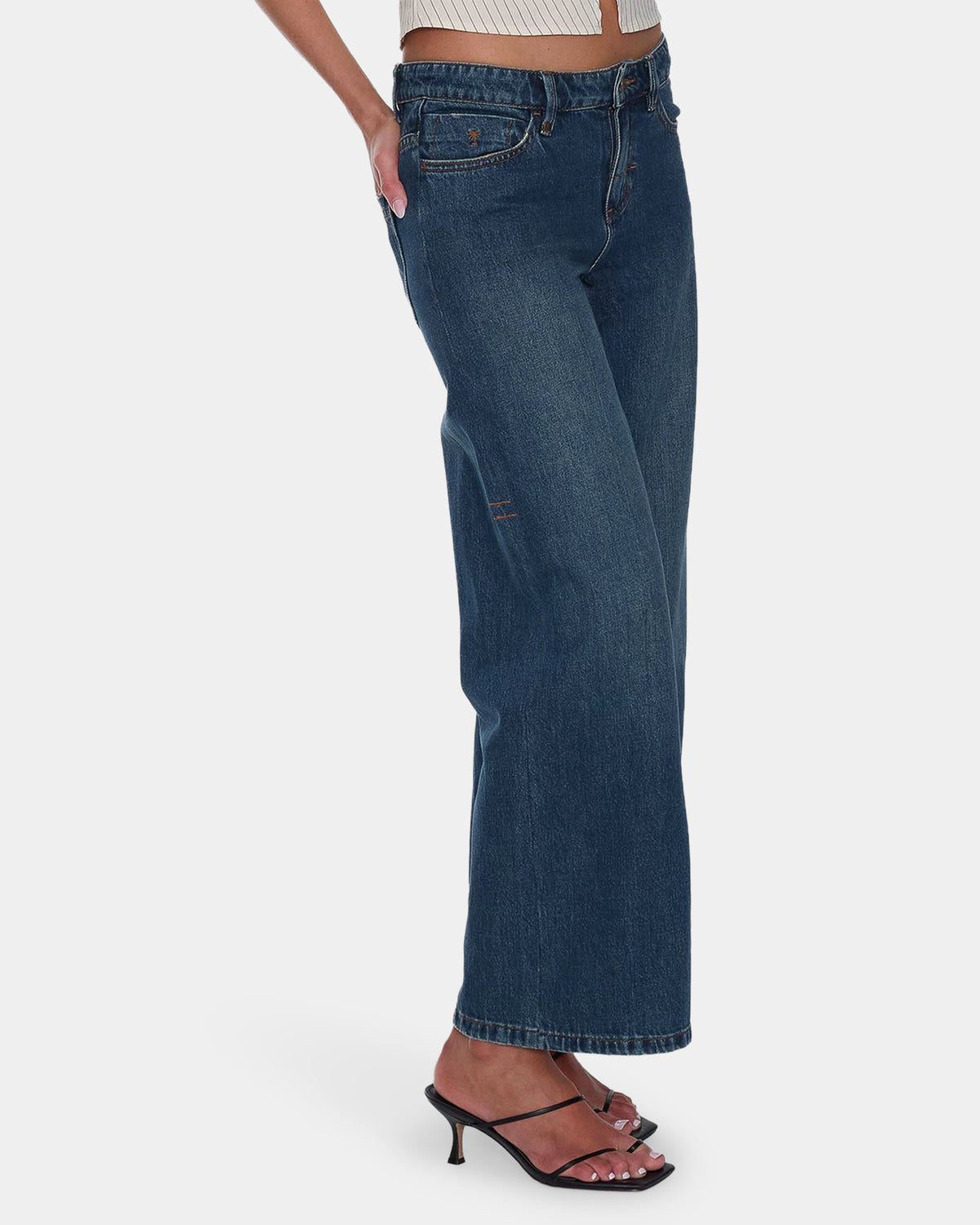 Womens Hunter Low Rise Wide Deni Jeans