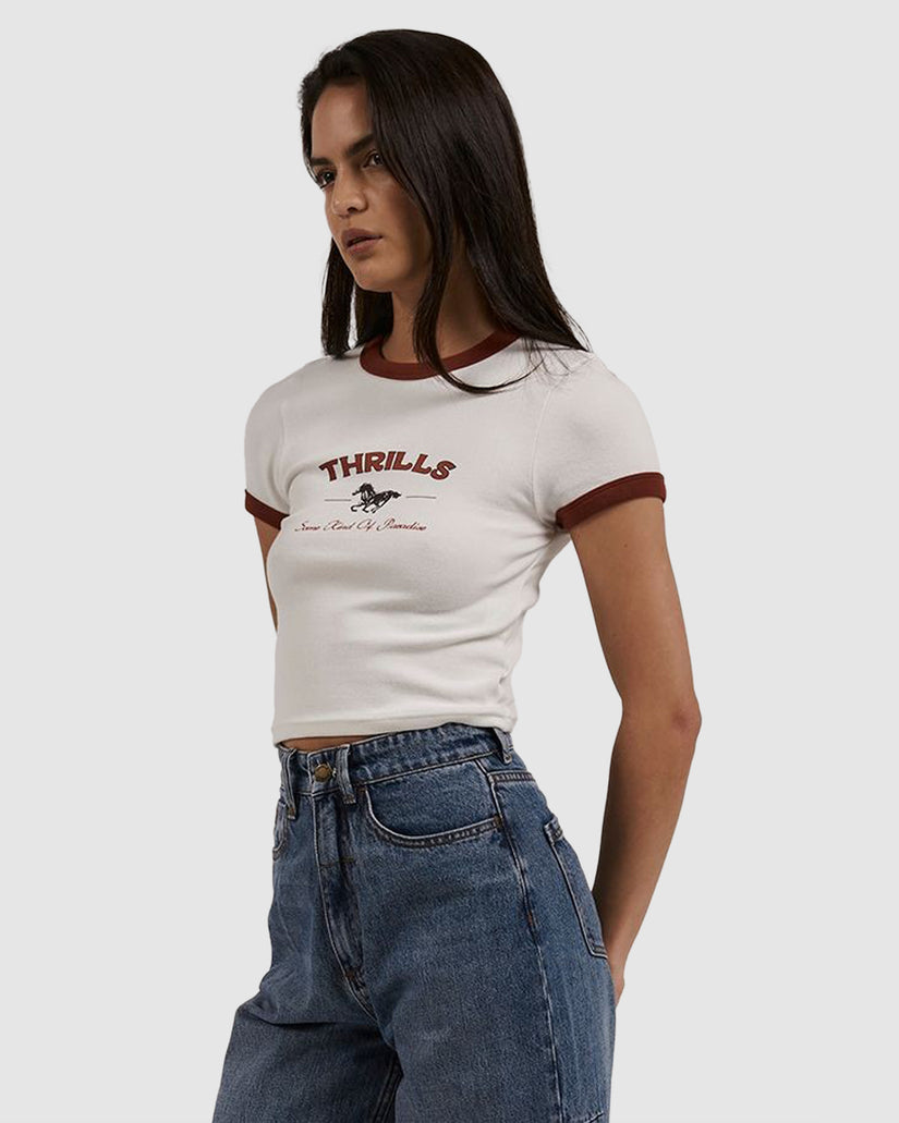 WOMENS RIDING IN PARADISE Y2K RINGER T-SHIRT