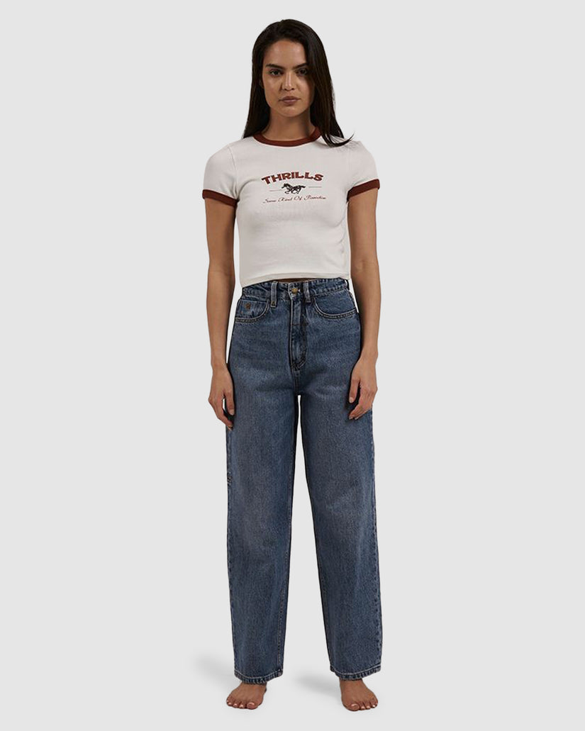 WOMENS RIDING IN PARADISE Y2K RINGER T-SHIRT