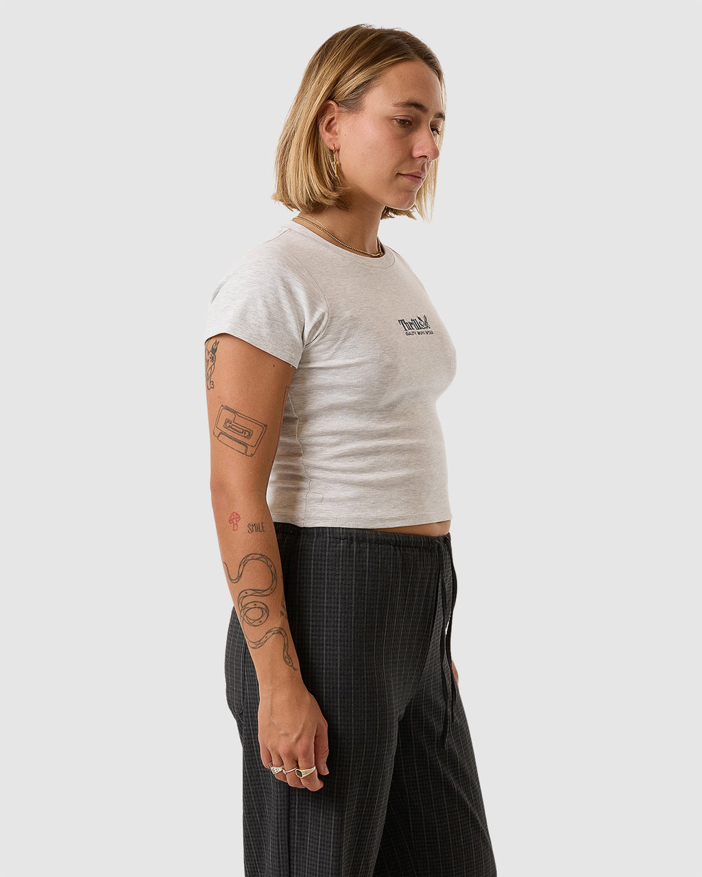 WOMENS THRILLS WORKWEAR EMBRO MINI T-SHIRT
