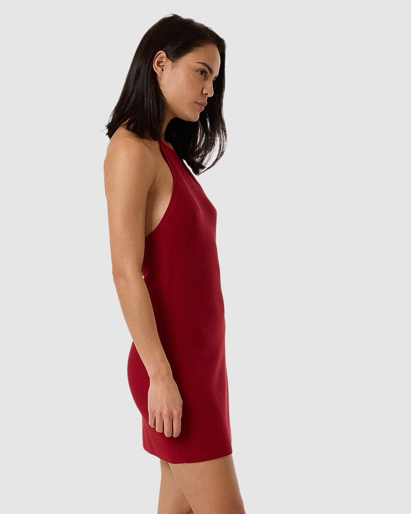 WOMENS SCARLETT KNIT HALTER DRESS