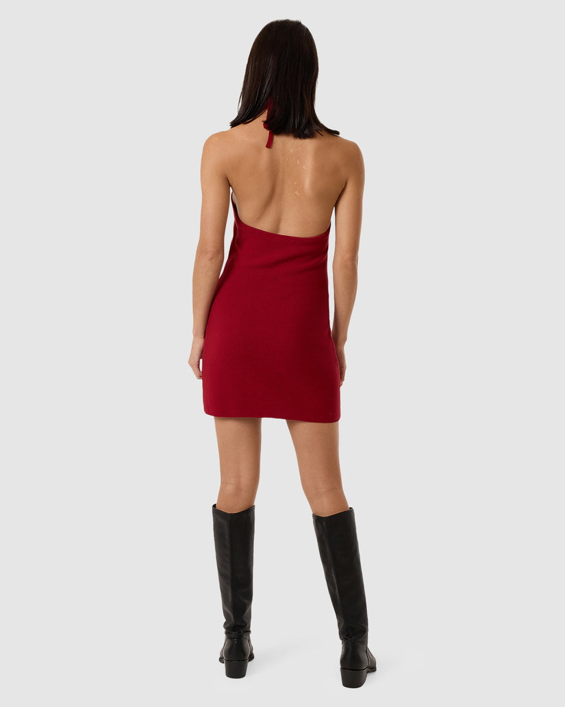 WOMENS SCARLETT KNIT HALTER DRESS