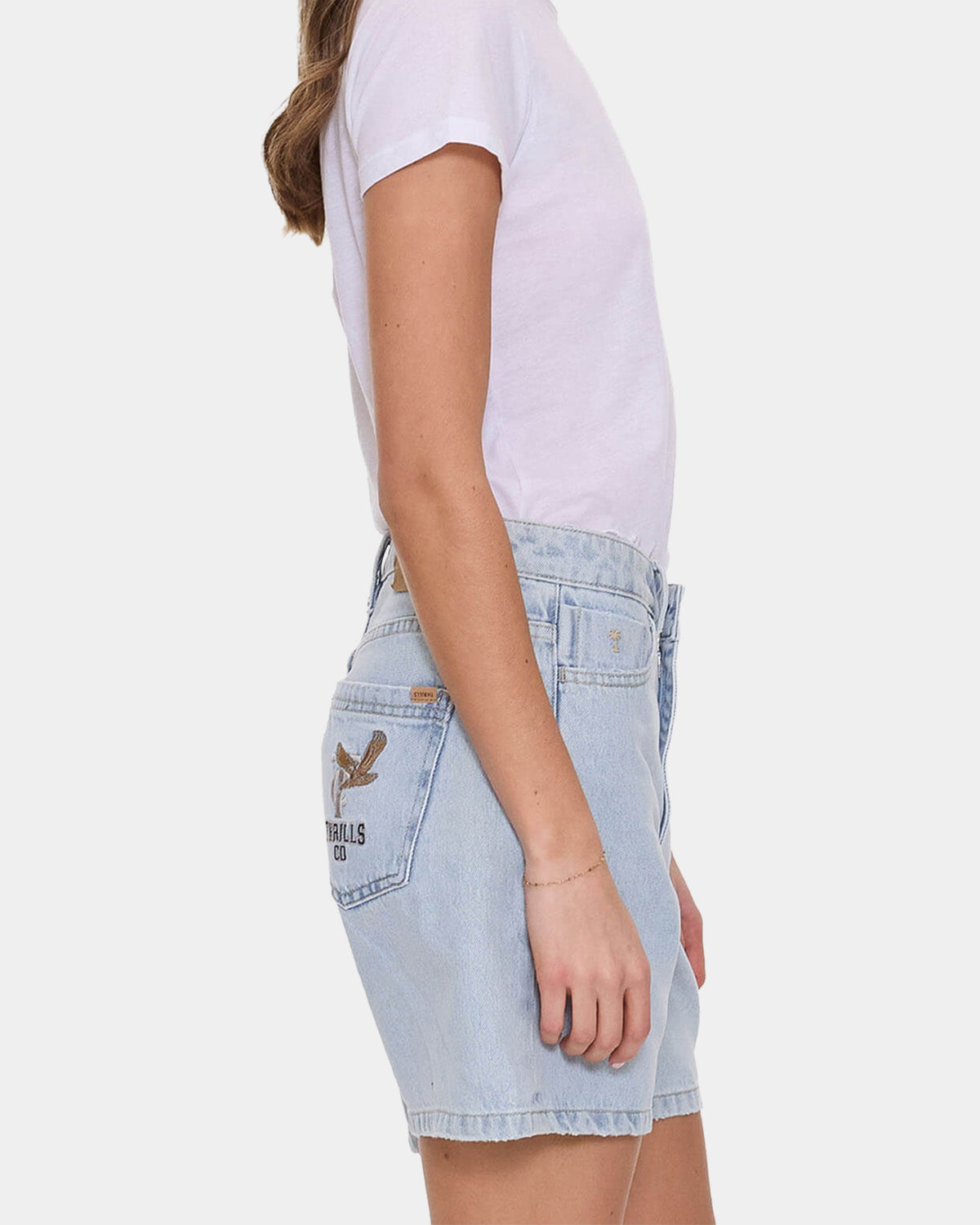 Womens Billie Low Rise Baggy Embro Denim Shorts