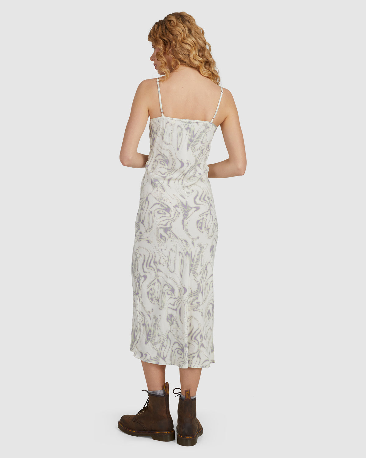 Womens Marbled Paradise Bias Midi Dress