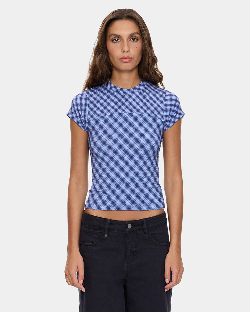 Womens High Speed Check Panelled Club T-Shirt