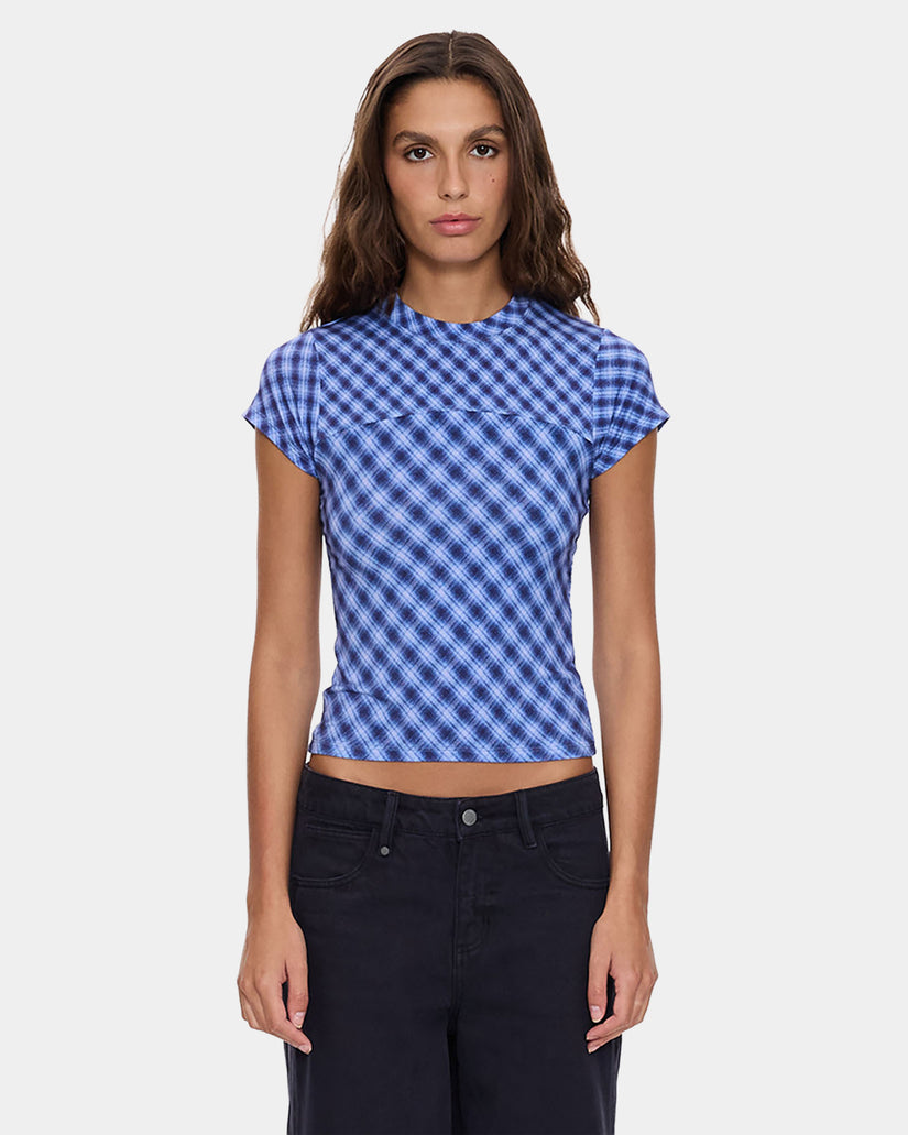 Womens High Speed Check Panelled Club T-Shirt