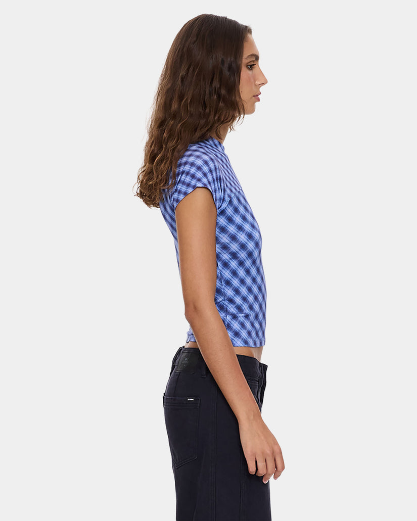 Womens High Speed Check Panelled Club T-Shirt