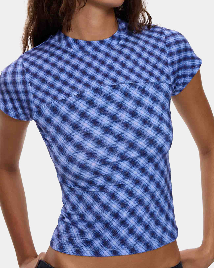 Womens High Speed Check Panelled Club T-Shirt