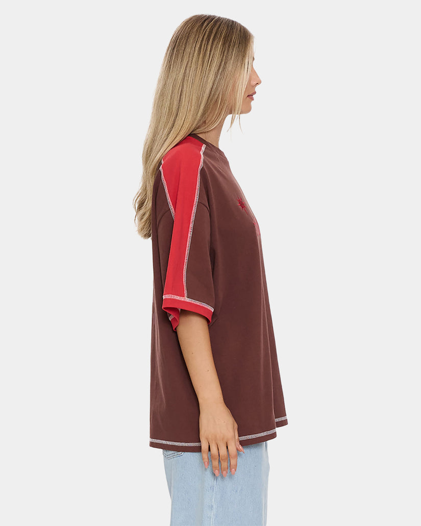 Womens Hot Short Panelled Oversized T-Shirt