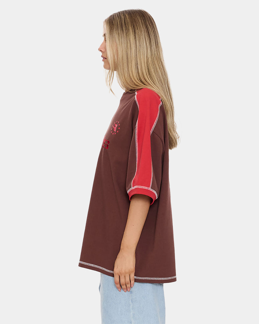 Womens Hot Short Panelled Oversized T-Shirt