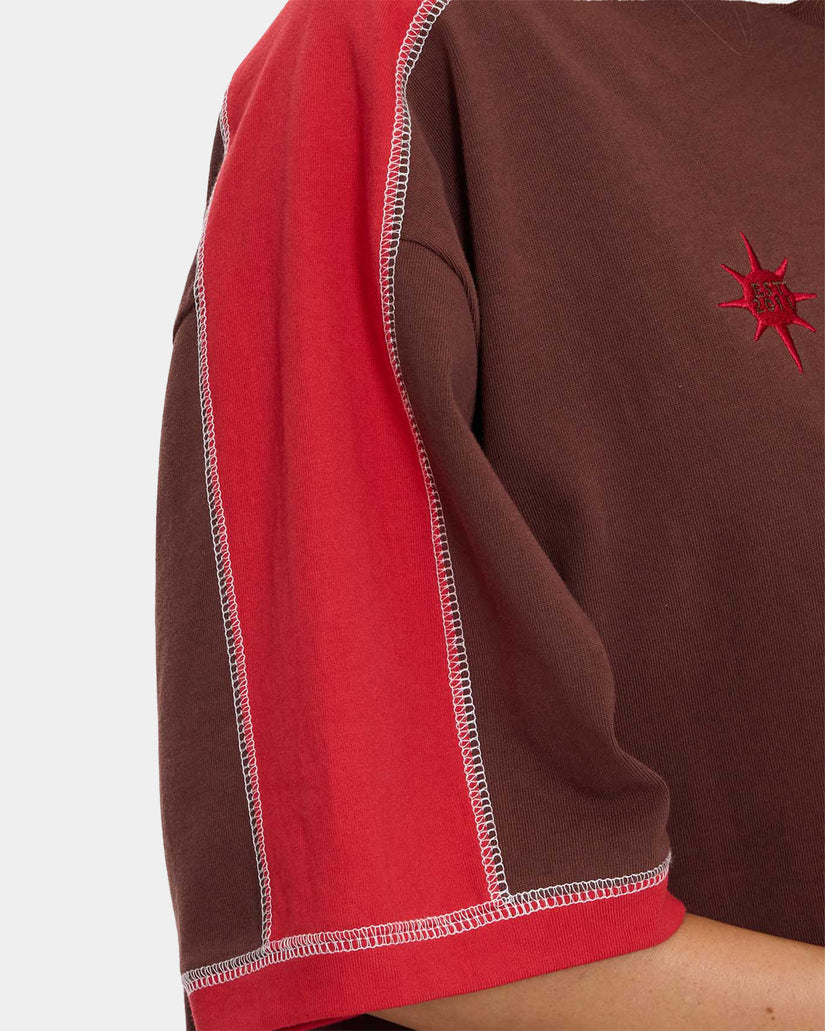 Womens Hot Short Panelled Oversized T-Shirt