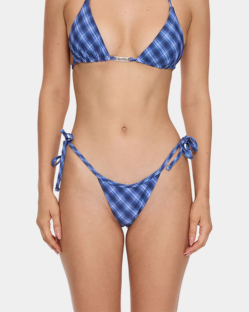 Womens High Speed Check String Bikini Bottom