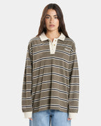 WOMENS LOGAN STRIPED RUGBY POLO SHIRT