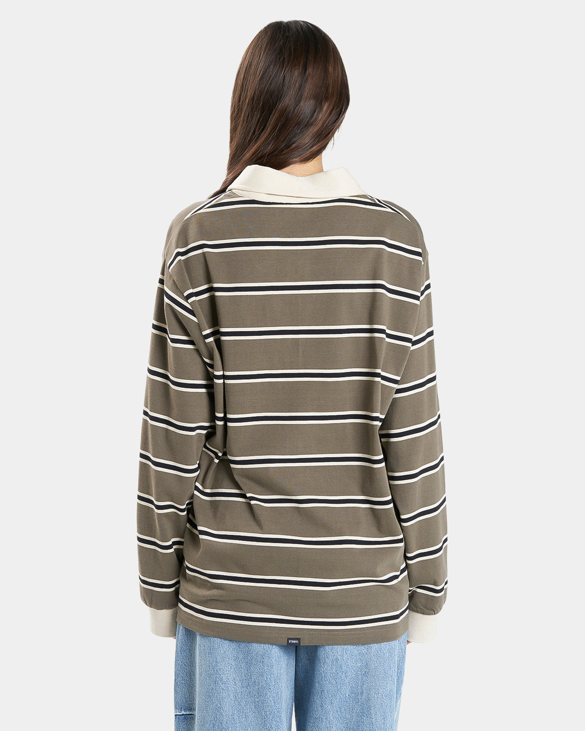 WOMENS LOGAN STRIPED RUGBY POLO SHIRT