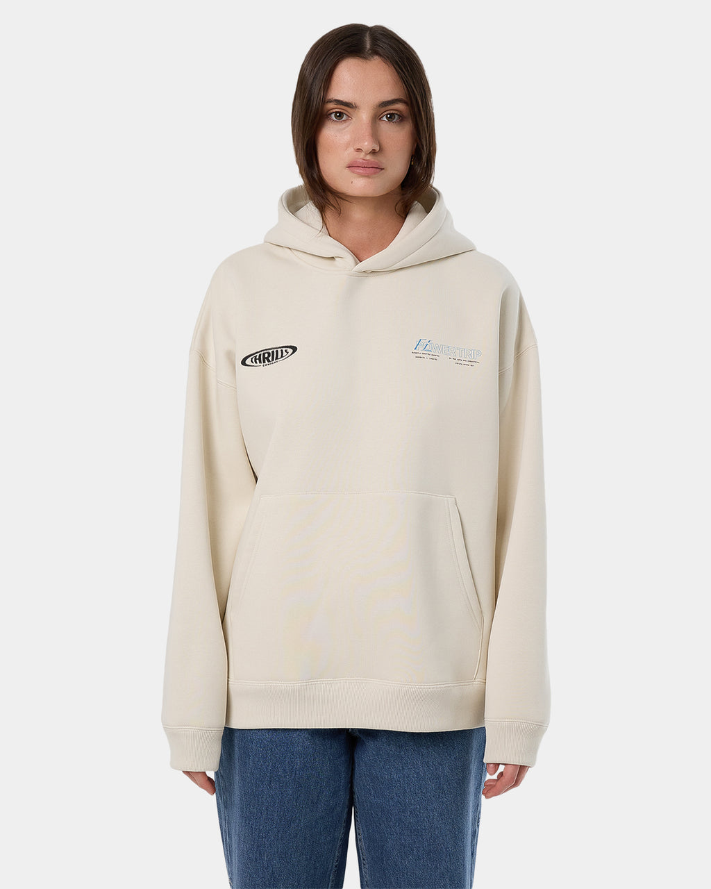 Womens Flower Trip Cocoon Panel Pullover Hoodie