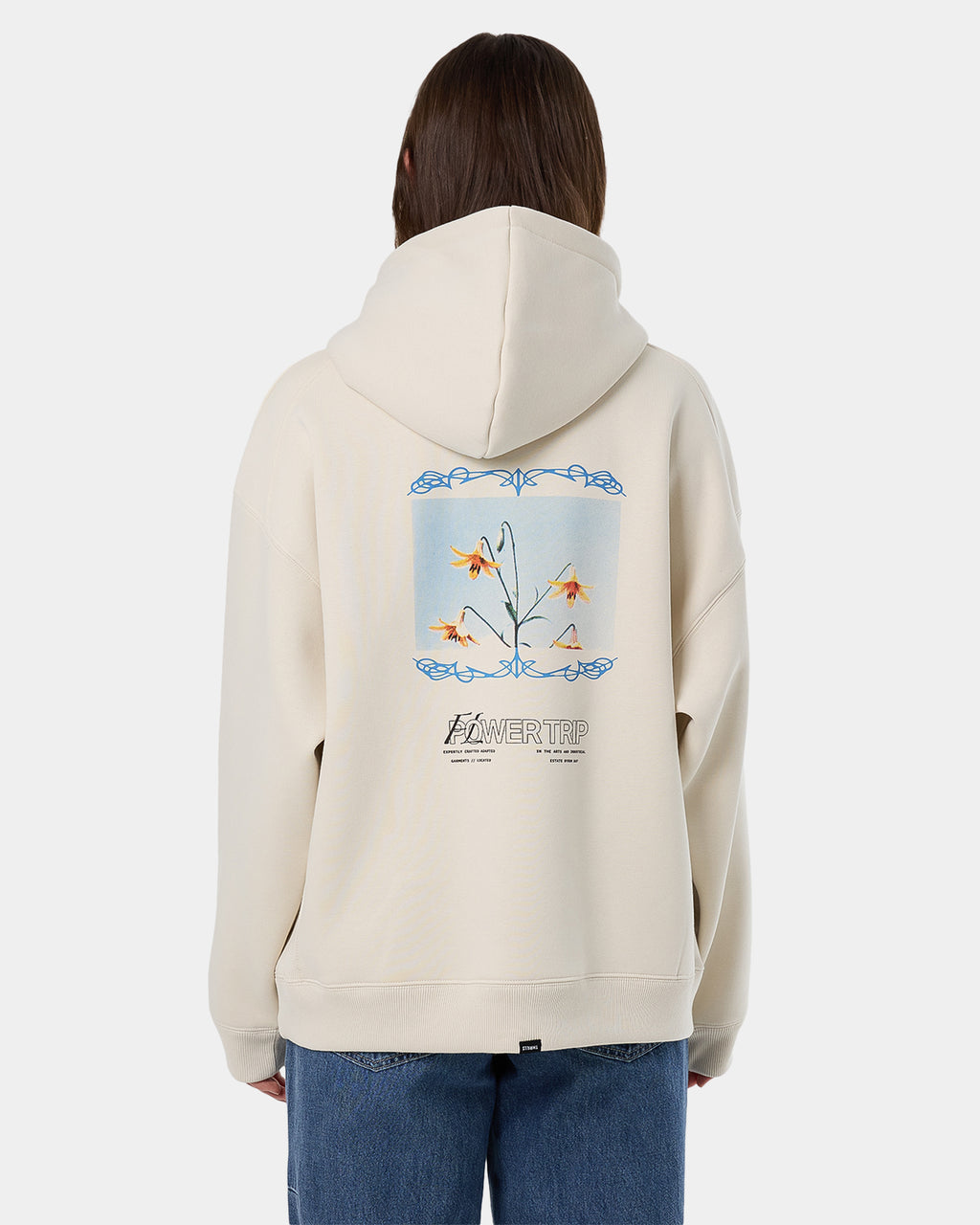 Womens Flower Trip Cocoon Panel Pullover Hoodie