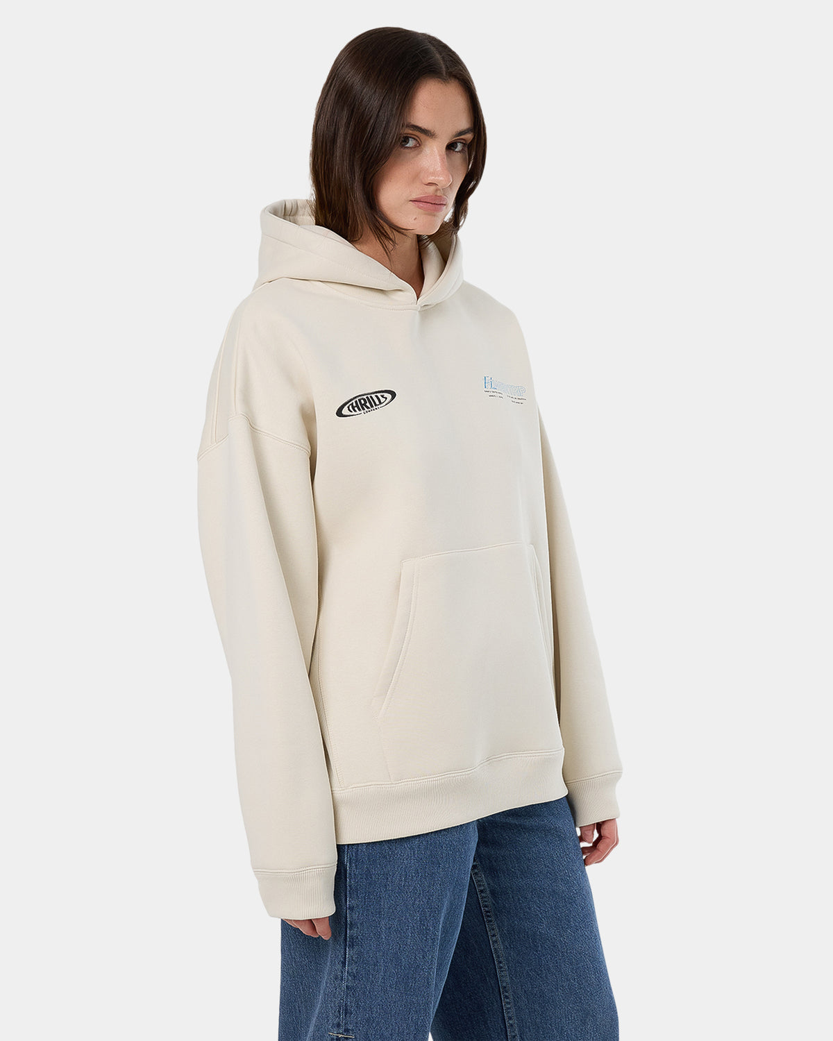 Womens Flower Trip Cocoon Panel Pullover Hoodie