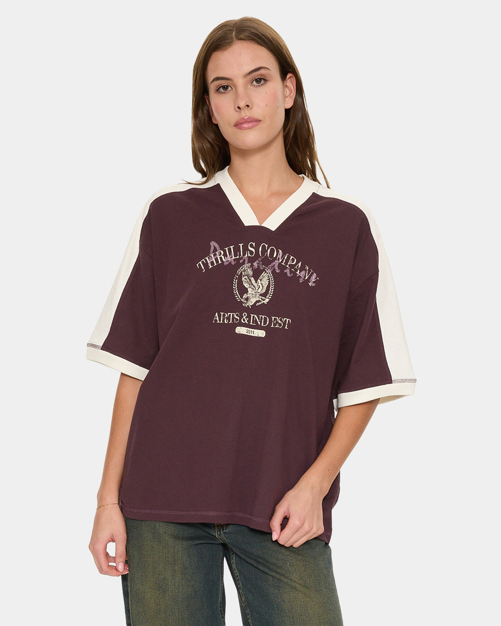 HERITAGE TRACK V NECK OVERSIZED TEE 13A