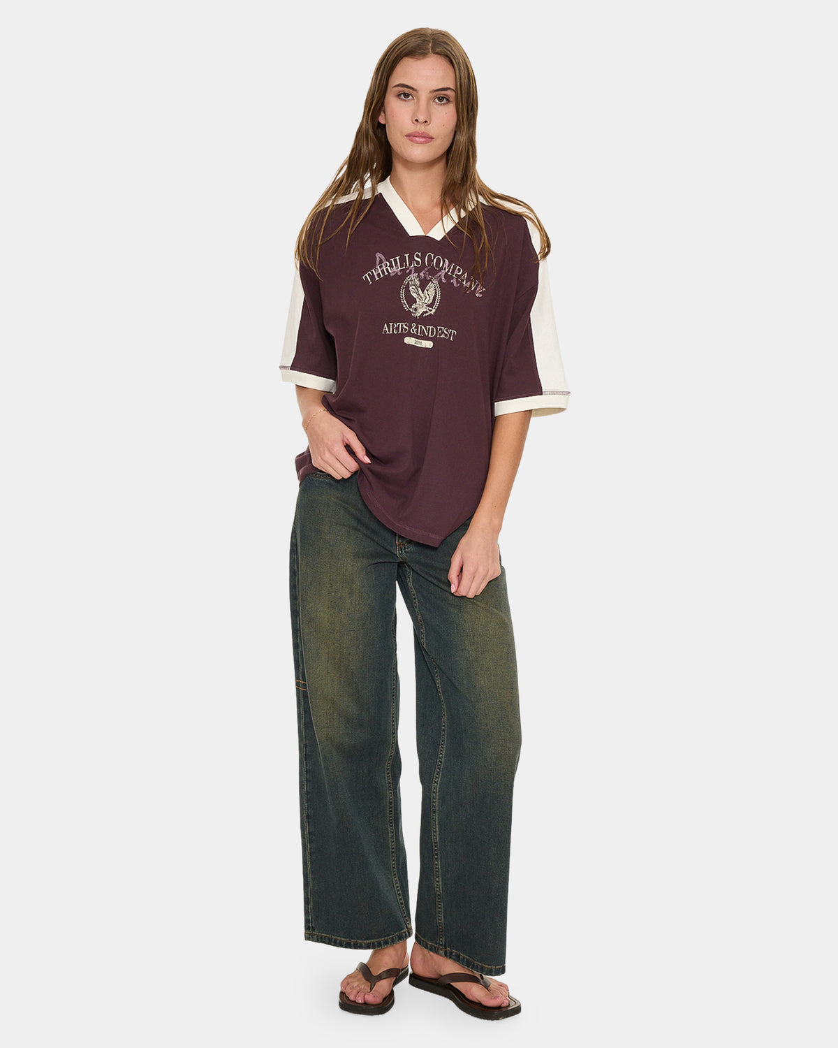 HERITAGE TRACK V NECK OVERSIZED TEE 13A