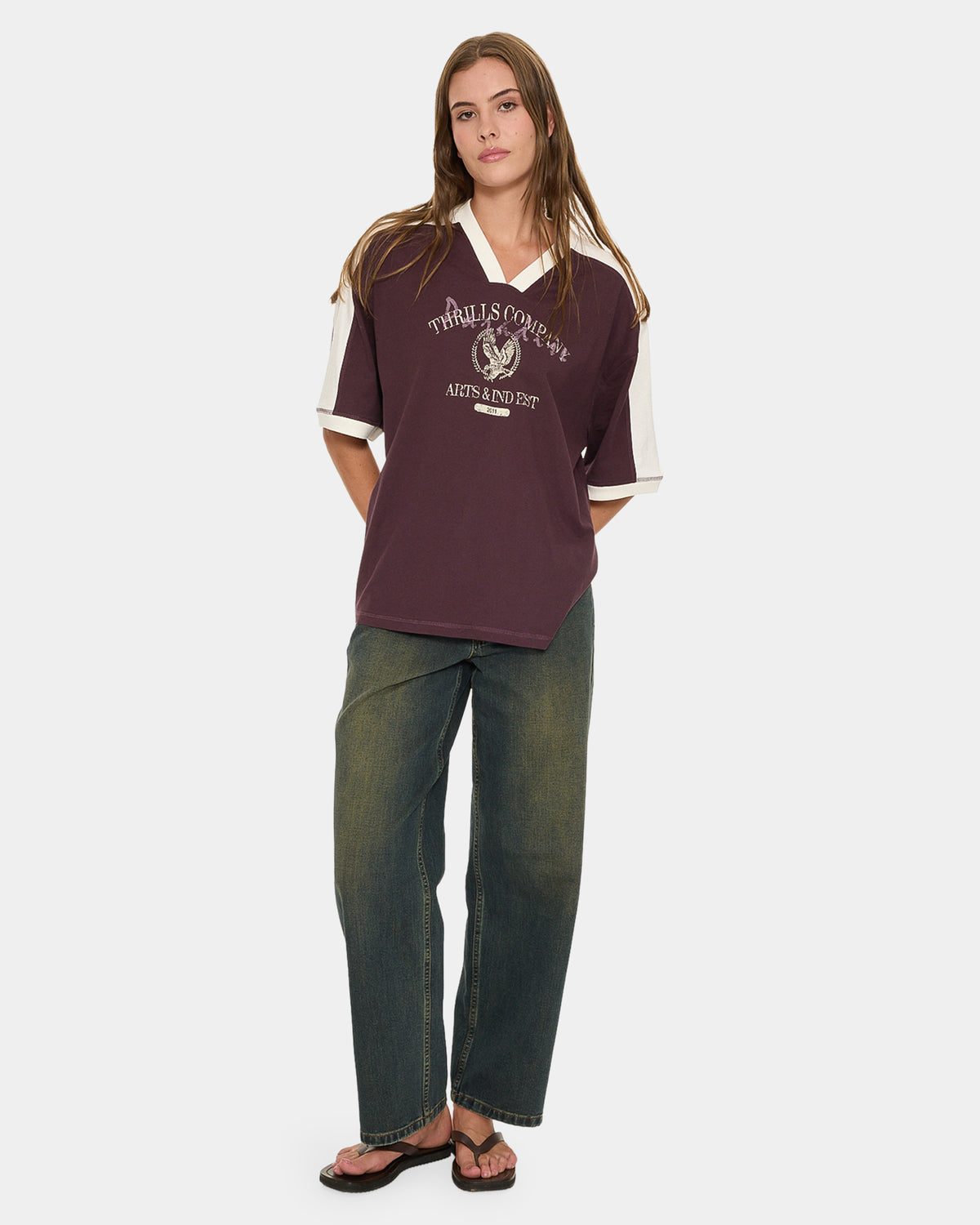 HERITAGE TRACK V NECK OVERSIZED TEE 13A