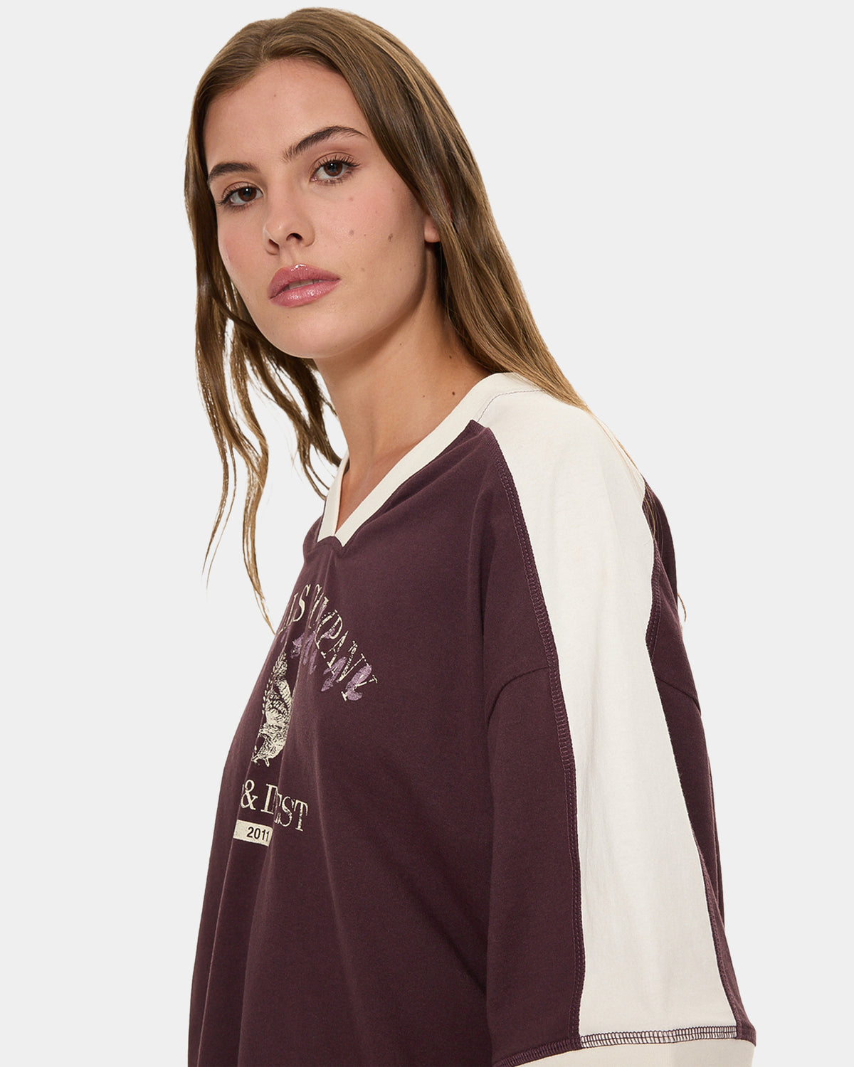 HERITAGE TRACK V NECK OVERSIZED TEE 13A