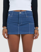 WOMENS PATCHES RIVET MINI SKIRT