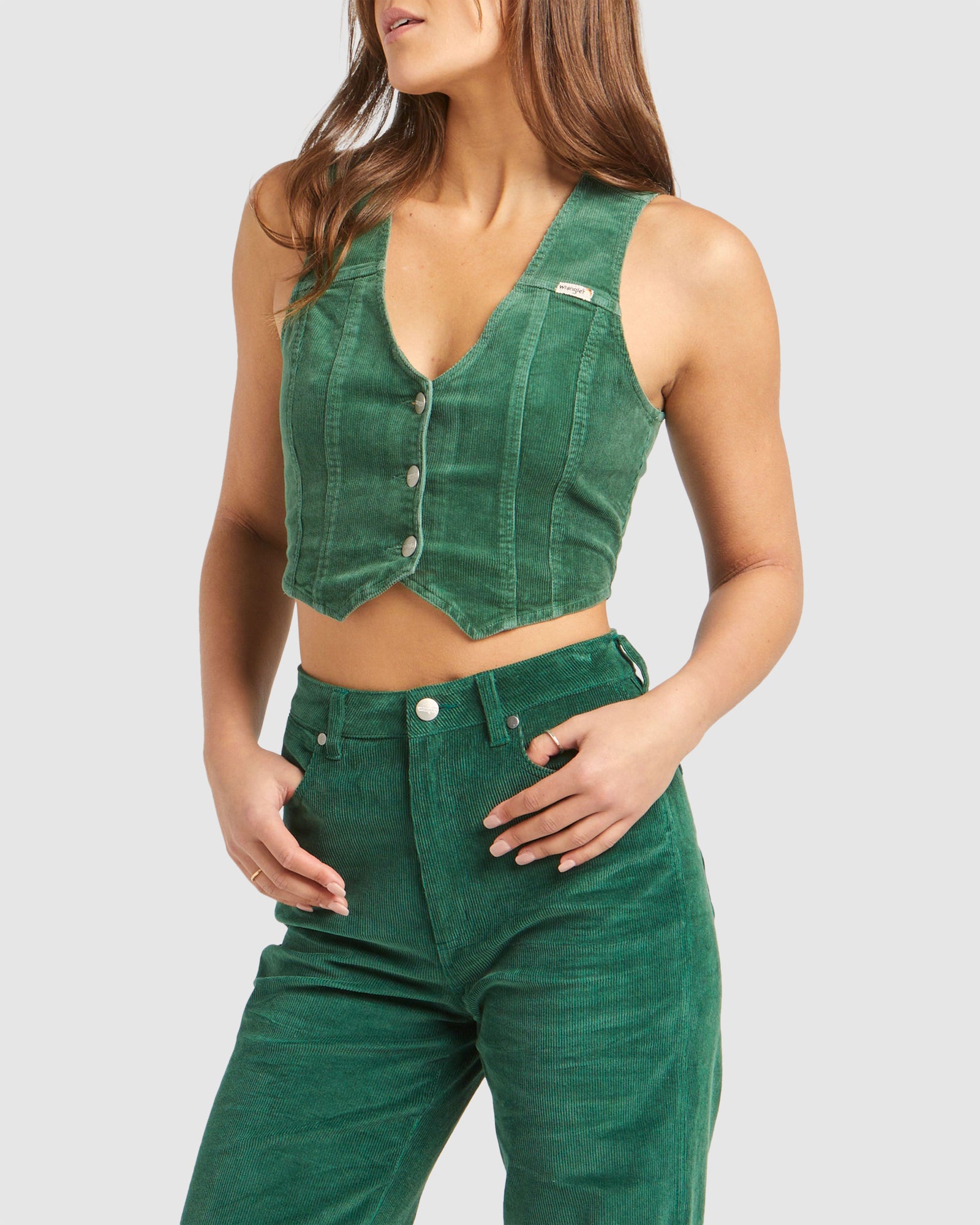 WOMENS WESTBOUND VEST BASIL CORD Australia