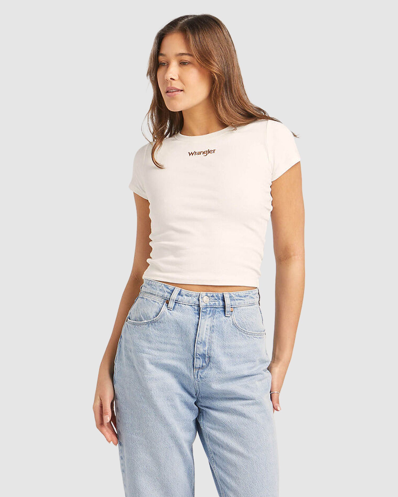 WOMENS STAPLE RIB VINTAGE WHITE T-SHIRT Australia