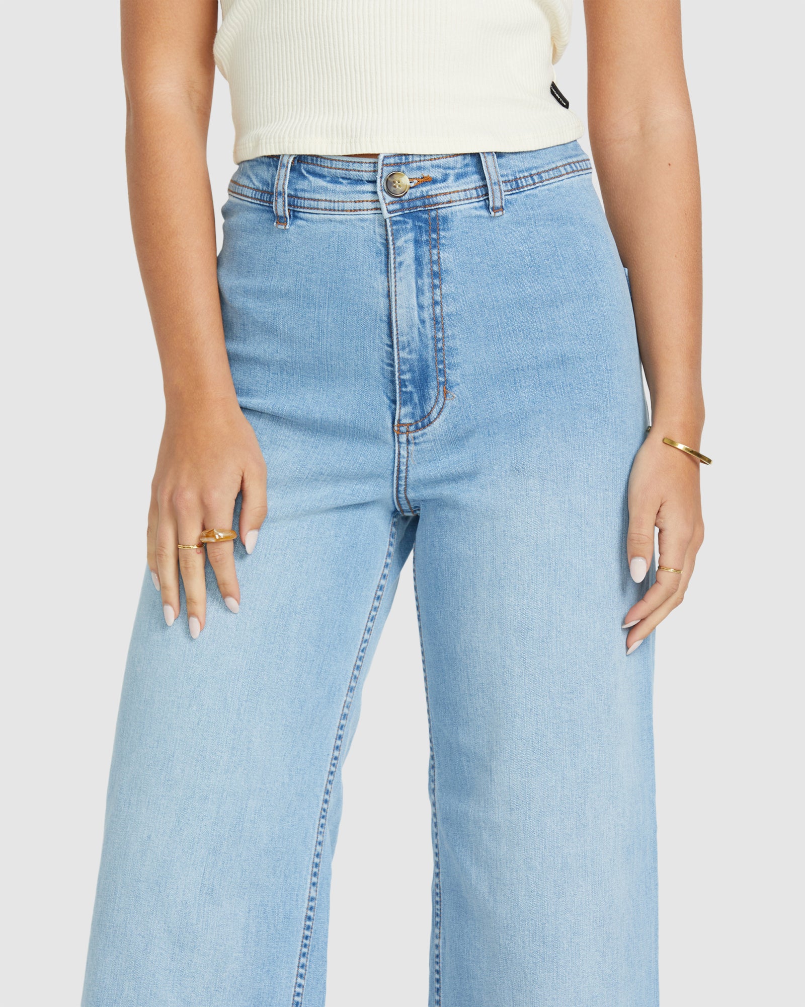 Womens Free Fall Indigo Denim Jeans