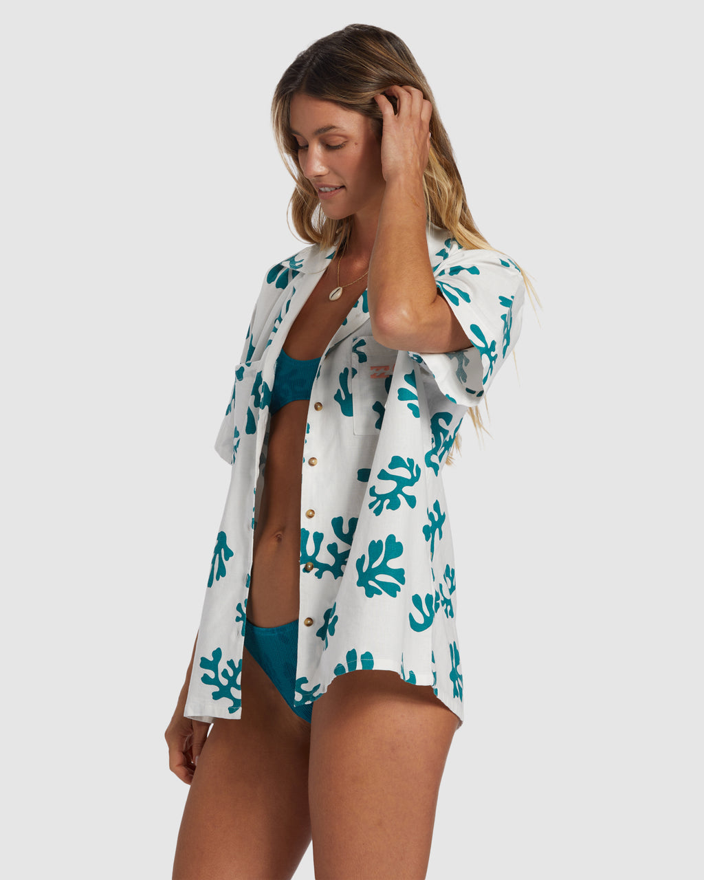 Womens Campy Coral Short Sleeve Shirt