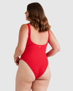 Womens Summer High Square Neck One Piece Swimsuit