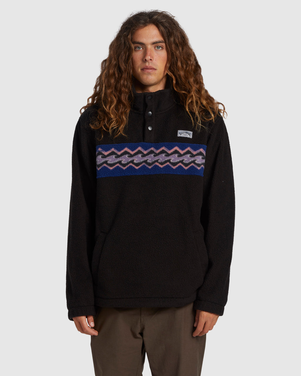 Mens A/Div Boundary Mock Snap Fleece Jumper