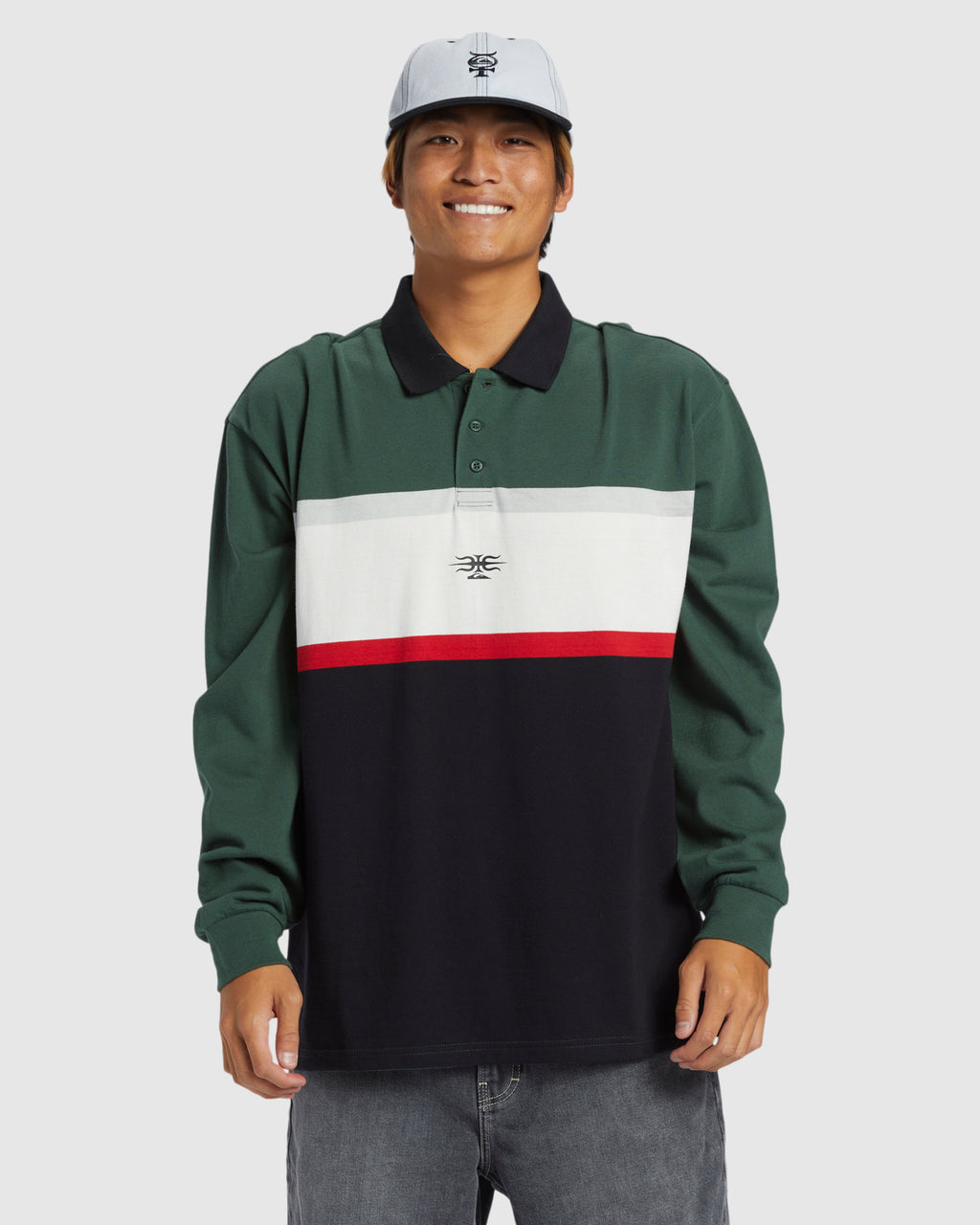 Mens Mercury Rugby Long Sleeve Polo Shirt