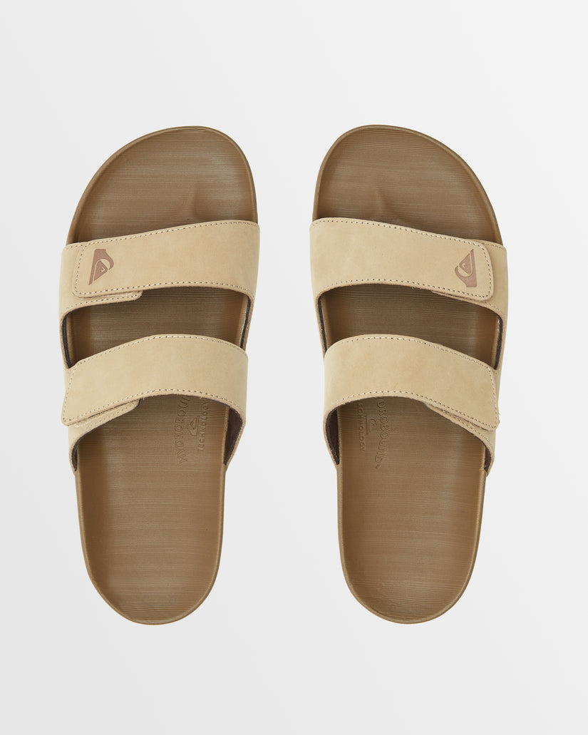 Mens Rivi Leather Double Adjust Slides