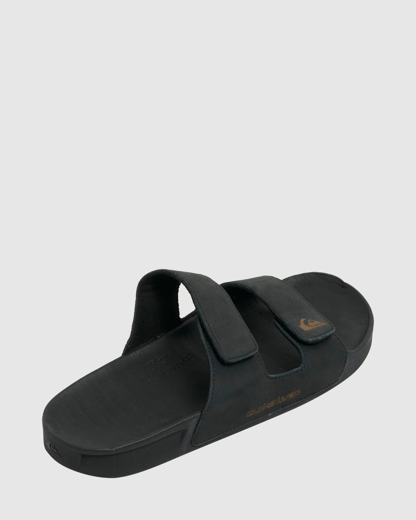 Mens Rivi Leather Double Adjust Slides