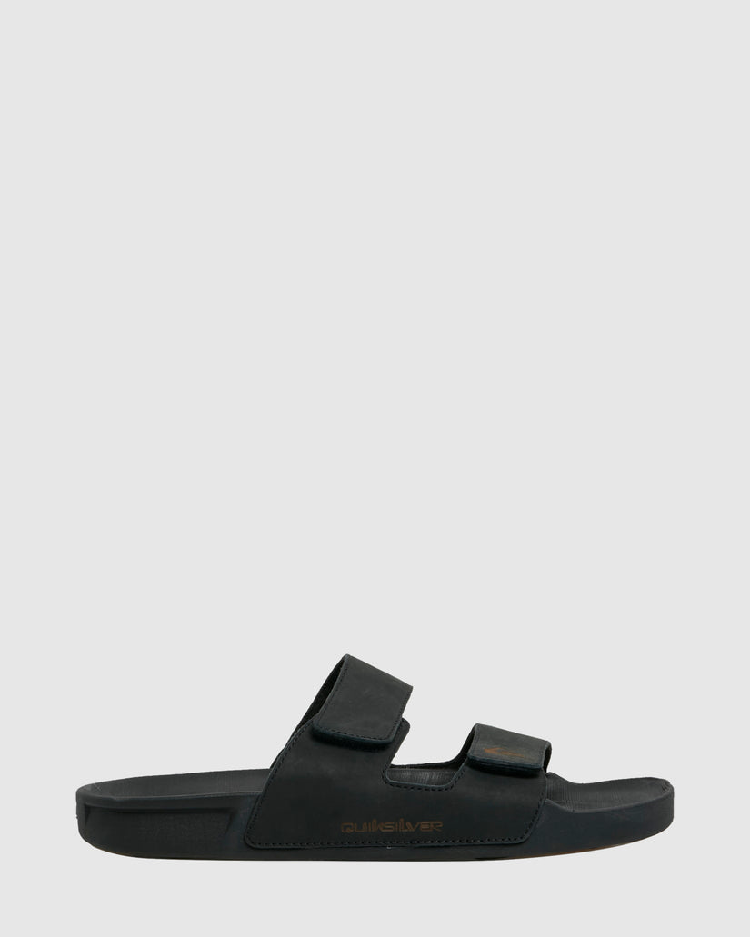 Mens Rivi Leather Double Adjust Slides