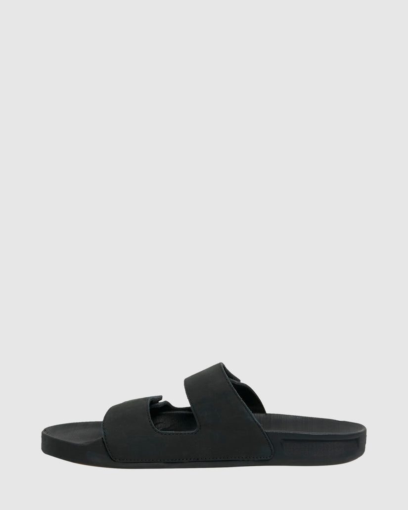 Mens Rivi Leather Double Adjust Slides