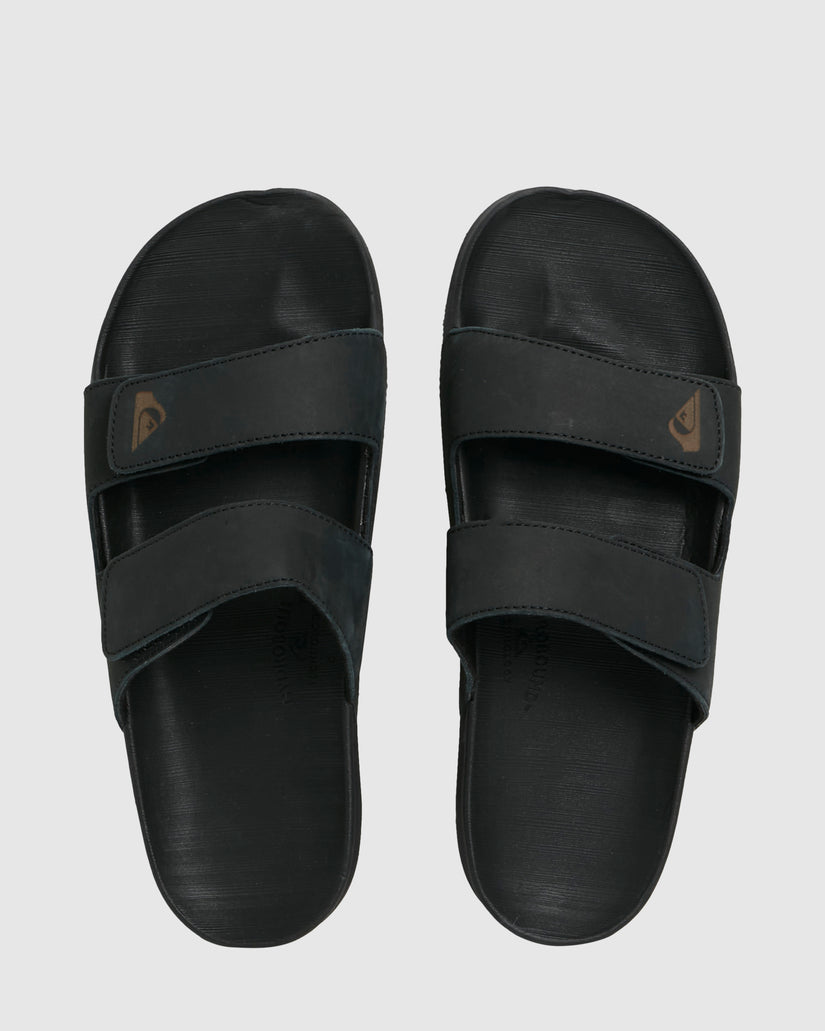 Mens Rivi Leather Double Adjust Slides